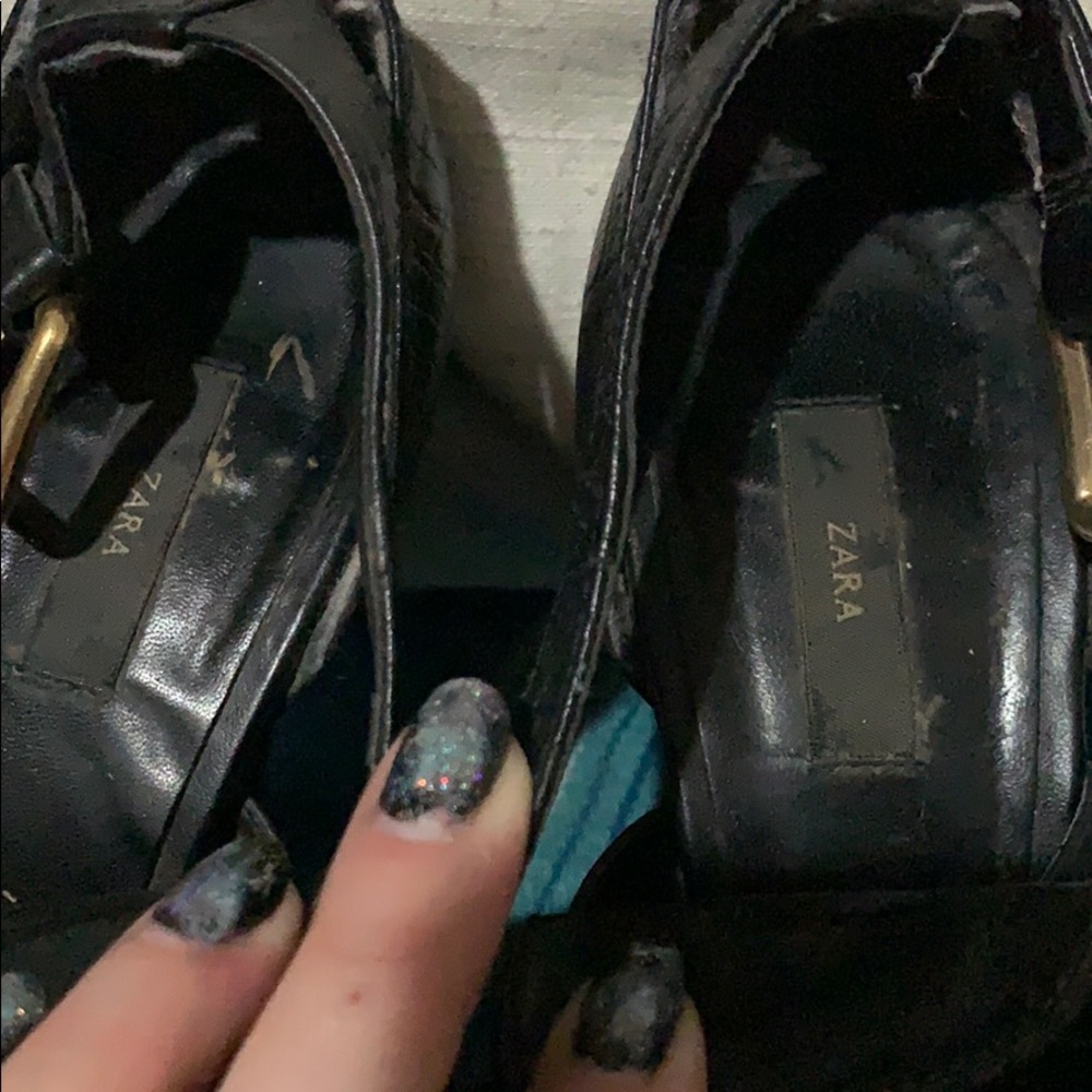Zara Embossed Leather Heeled Sandals - Picture 3 of 8